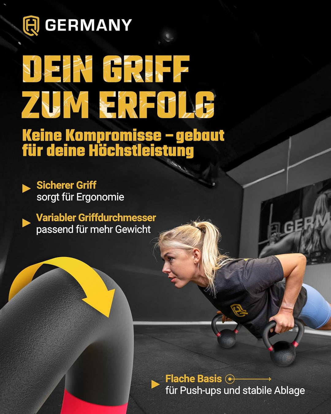 HQ Germany® Powdercoat Kettlebell | Vollguss | 2-32kg | Starter-Sets | ±2,0% Gewichtstoleranz 02KG,