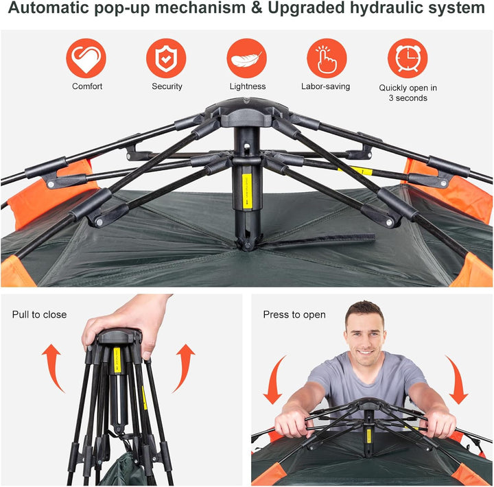 Amflip Campingzelt Automatisches 1 Personen Sofortzelt Pop Up Ultraleichtes Kuppelzelt 4 Jahreszeite