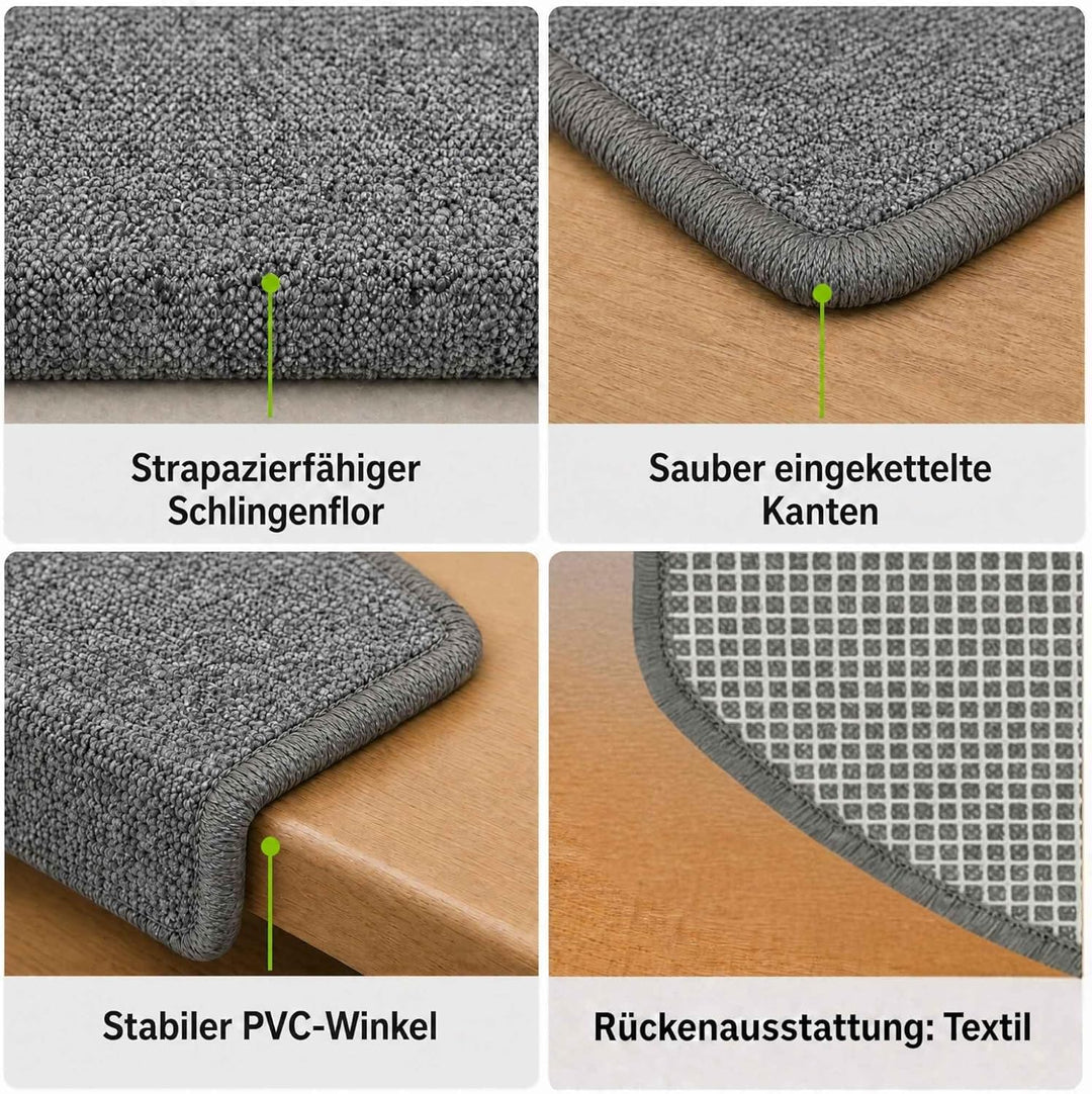 Kettelservice-Metzker Stufenmatten Treppen-Teppich Rambo 15er SparSet 17 Farben (-A-Dunkelgrau-)