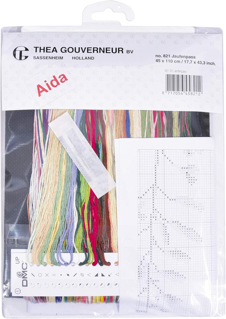 Thea Gouverneur - Kreuzstich-Set - Wildblumen - Aida Schwarz - 18 Count - Für Erwachsene - 821.05 82