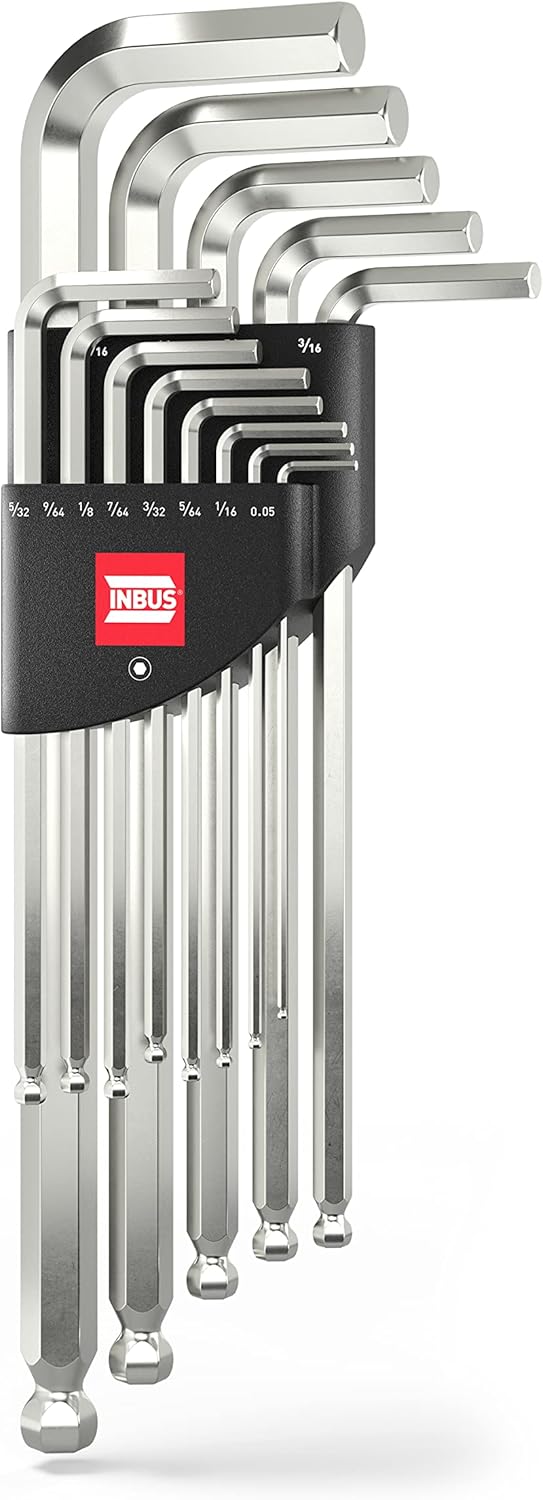 INBUS® 70426 Winkelschraubendreher Set (Zoll) 13tlg, 0.05–3/8", mit Kugelkopf — Made in Germany