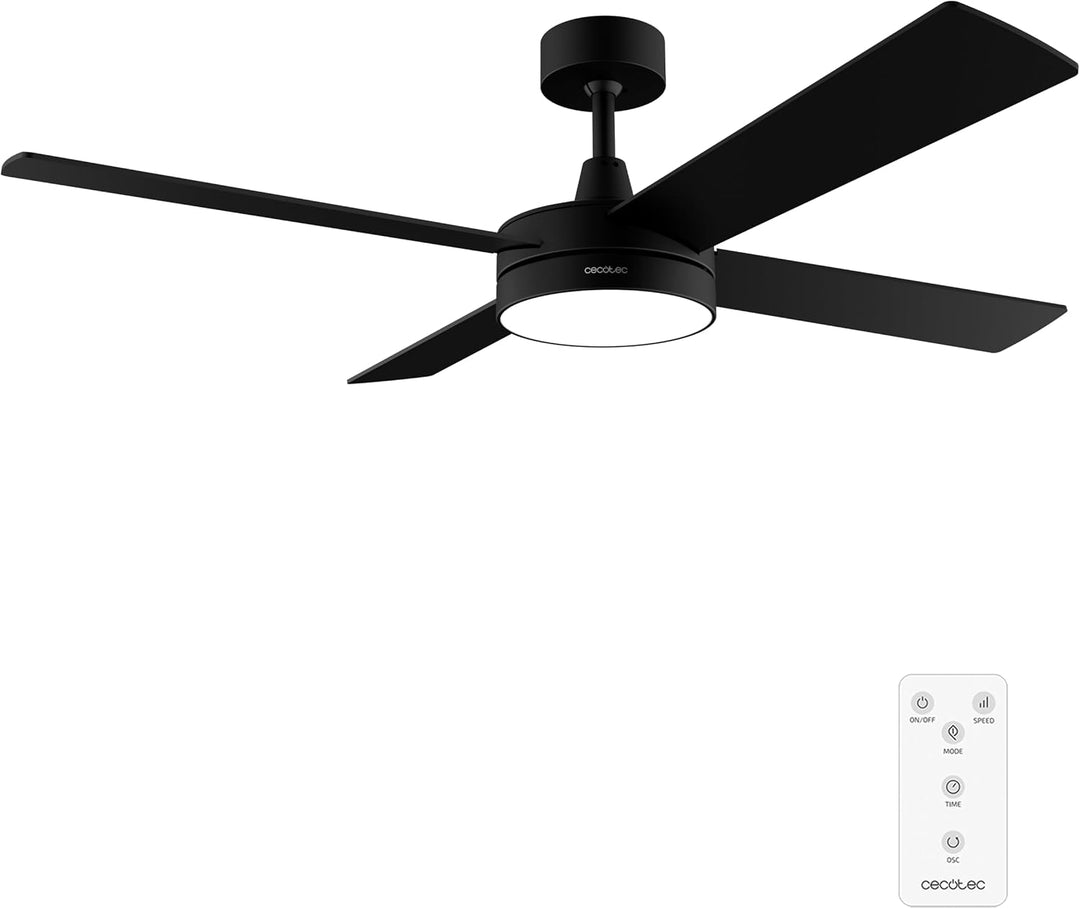 Cecotec Deckenventilator EnergySilence Aero 5200 Black Line, 132 cm | LED-Licht, 3 Lichtfarben, Fern