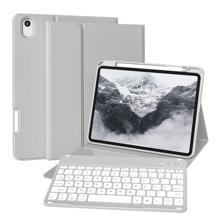 Hülle mit Tastatur für iPad A16 11/10 Generation (2025/2022, 11/10.9 Zoll) mit Stifthalter, Magnetis