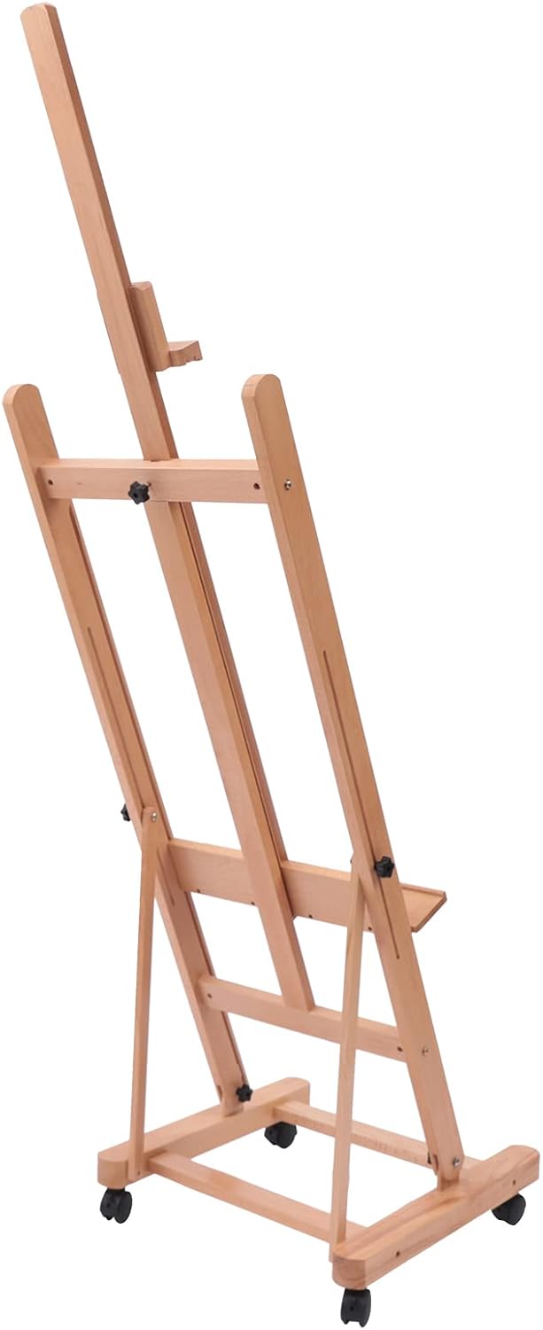 Künstlerstaffelei aus Holz mit H-Rahmen Professionelle Atelierstaffelei Höhenverstellbar 175 bis 240