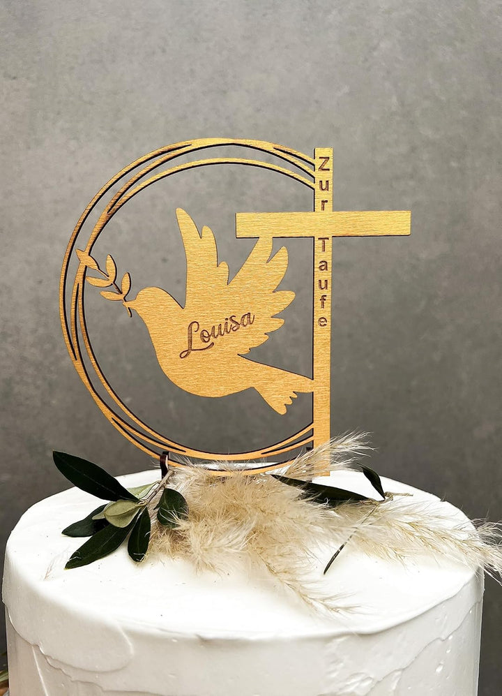 Cake Topper Taufe Gold; Kommunion; Konfirmation; Tortentopper; Glaube; Kuchentopper; Kuchen Topper;