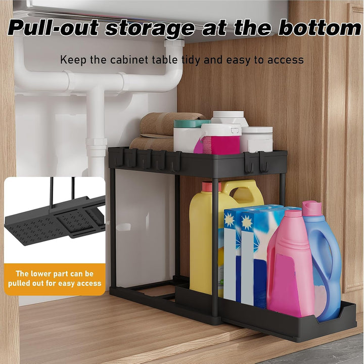 Küchen Organizer - 2 Stück Unter Waschbecken Regal Organizer - Ausziehbares Lagerregal Organizer mit