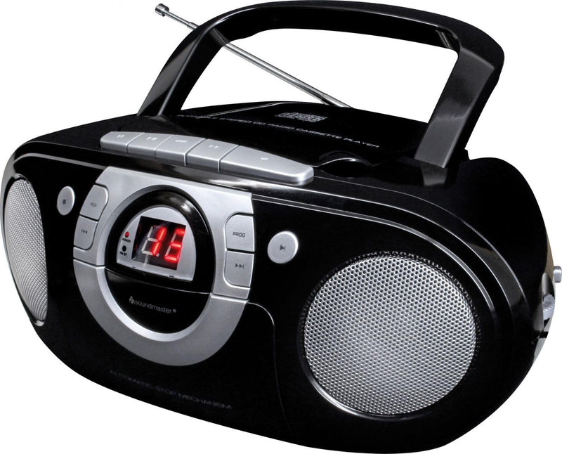 Soundmaster SCD5100SW Radio Kassettenspieler mit CD Spieler in schwarz, schwarz