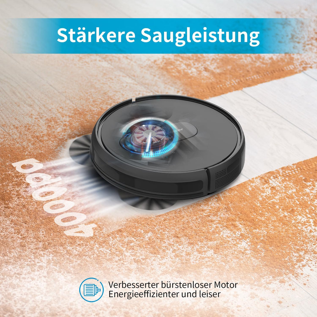 P25 Saugroboter, Staubsauger Roboter mit 4000 Pa Saugkraft, Roboterstaubsauger mit Ladestation, Saug