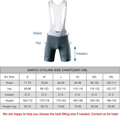 Santic Trägerhose Fahrrad Herren Fahrradhose Kurz mit Sitzpolster Radhose Herren Kurz Gepolstert S G