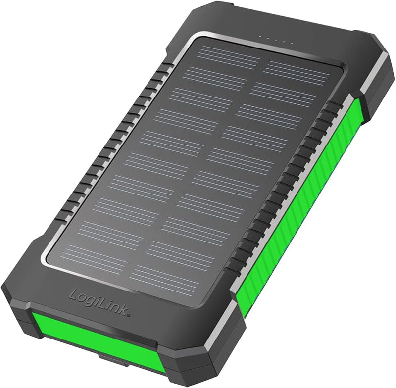 Solar-Powerbank mit 8000 mAh, Taschenlampe, gleichzeitiges Aufladen von 2 Geräten (2X USB Typ-A), sc