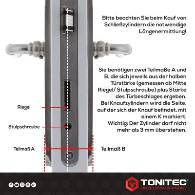 ABUS ECK550 Profil-Knaufzylinder Länge Z45/K45mm mit 5 Schlüssel