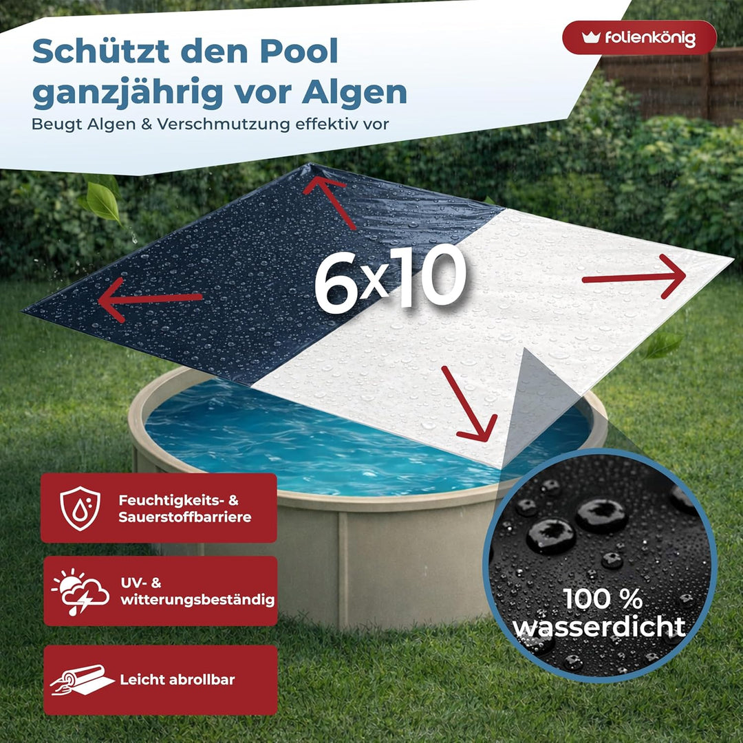 Folienkönig® Silofolie 6x10m in Rolle - GRÖssE WÄHLBAR! Poolplane rechteckig, Abdeckplane, Abdeckfol
