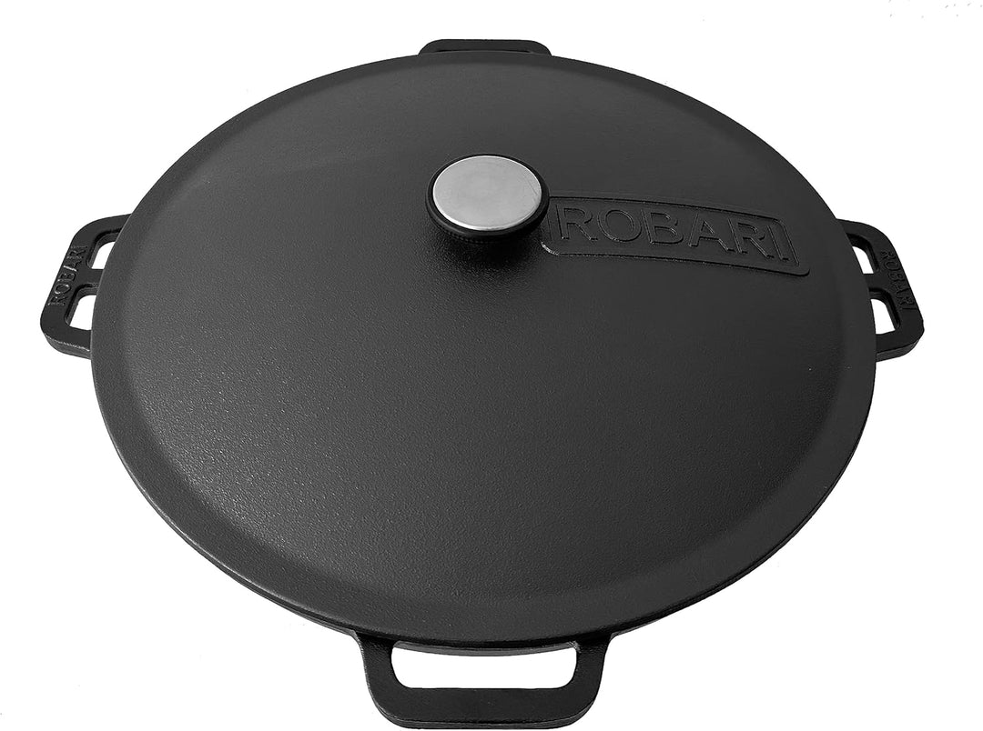 Gusseisen Kazan mit Deckel | Traditioneller Gusstopf | Kasan mit abgeflachtem Boden | Grillwok schwa