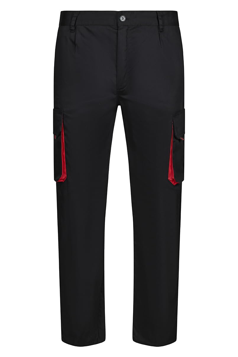 Velilla 103004 - Mehrtaschenhose (Grösse 52) Farbe schwarz und rot 52 Schwarz / Rot, 52 Schwarz / Ro