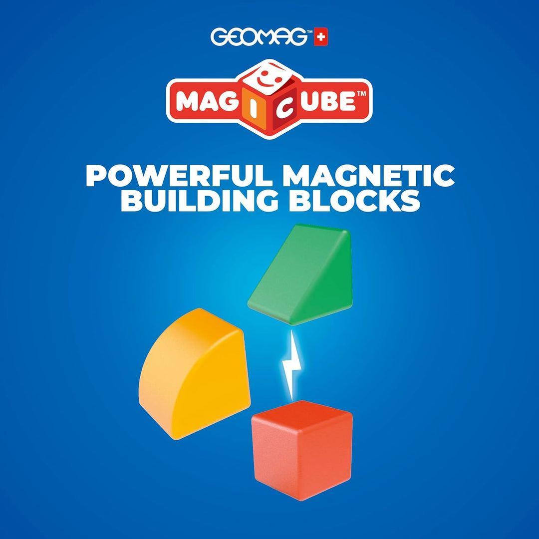 GEOMAG - Magicube 1+ Formen - Magnetische Blöcke für Kinder - 4 Farben und Formen - 6 Würfel - 1-5 J