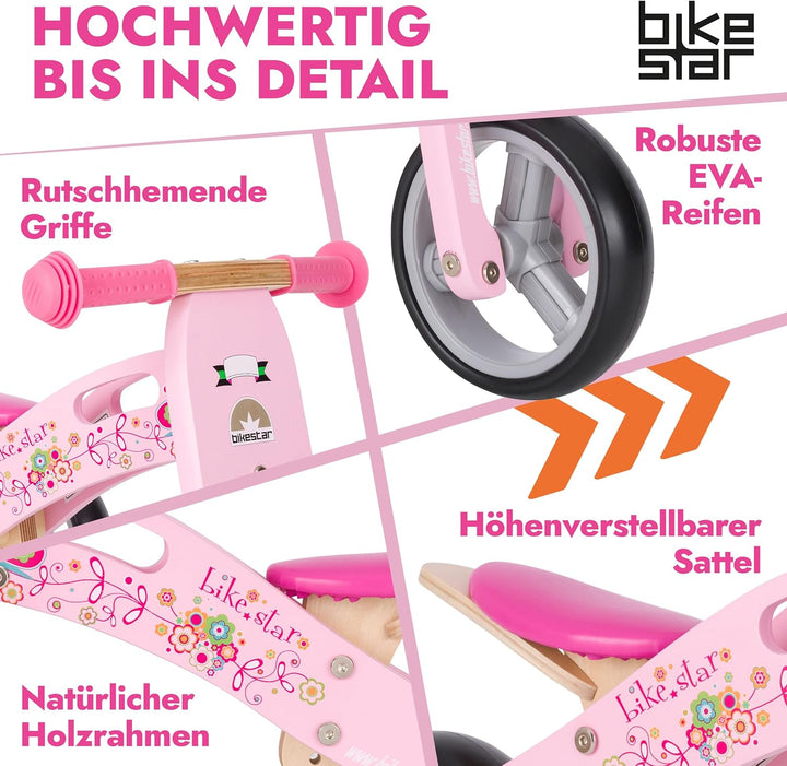 BIKESTAR Mini Kinder Laufrad Holz Lauflernrad mit DREI Rädern für Jungen und Mädchen ab 1 – 1,5 Jahr