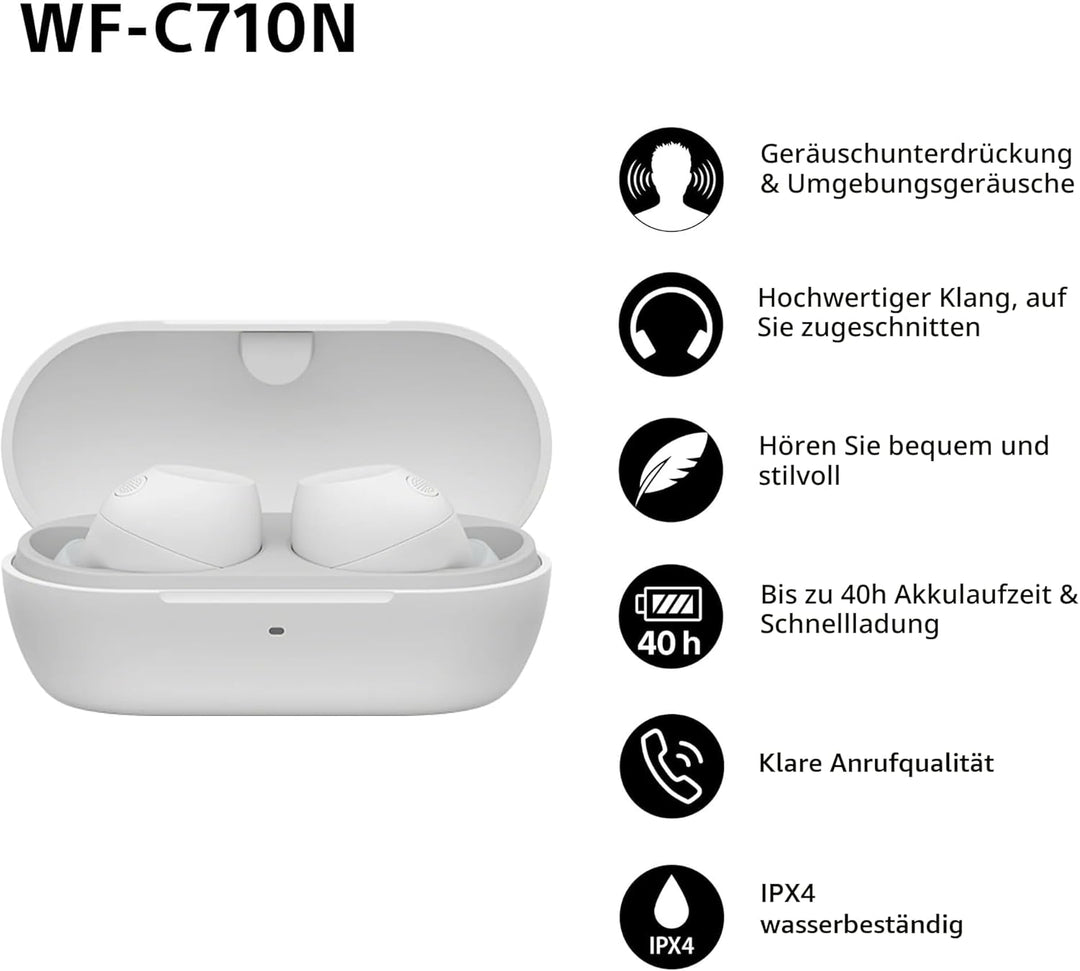 Sony WF-C710N – Truly Wireless Noise Cancelling Kopfhörer, leicht, Touch-Bedienung, Multipoint Conne