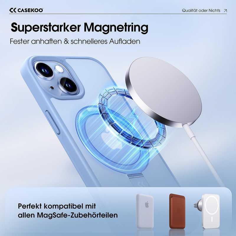 CASEKOO 2024 Neu Magic Stand für iPhone 15 Hülle für MagSafe [Militärschutz] [Unsichtbarer Ständer]