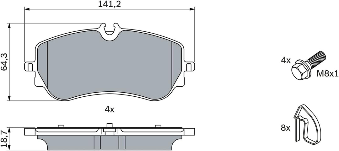Bosch BP2498 Bremsbeläge - Hinterachse - ECE-R90 Zertifizierung - vier Bremsbeläge pro Set