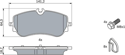 Bosch BP2498 Bremsbeläge - Hinterachse - ECE-R90 Zertifizierung - vier Bremsbeläge pro Set