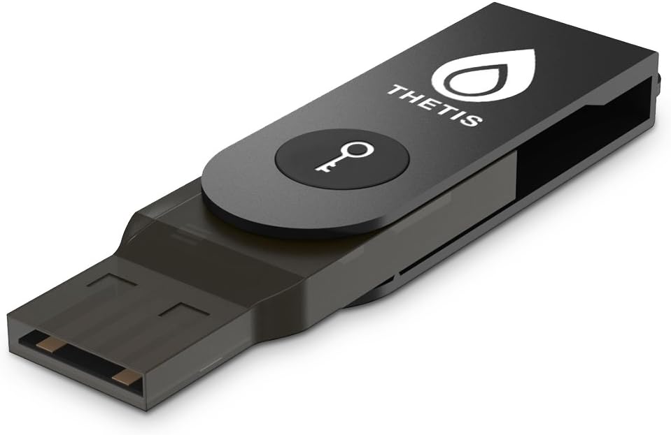 FIDO2 U2F Sicherheitsschlüssel, Thetis [Aluminium Klappdesign] Universal Zwei-Faktor-Authentifizieru