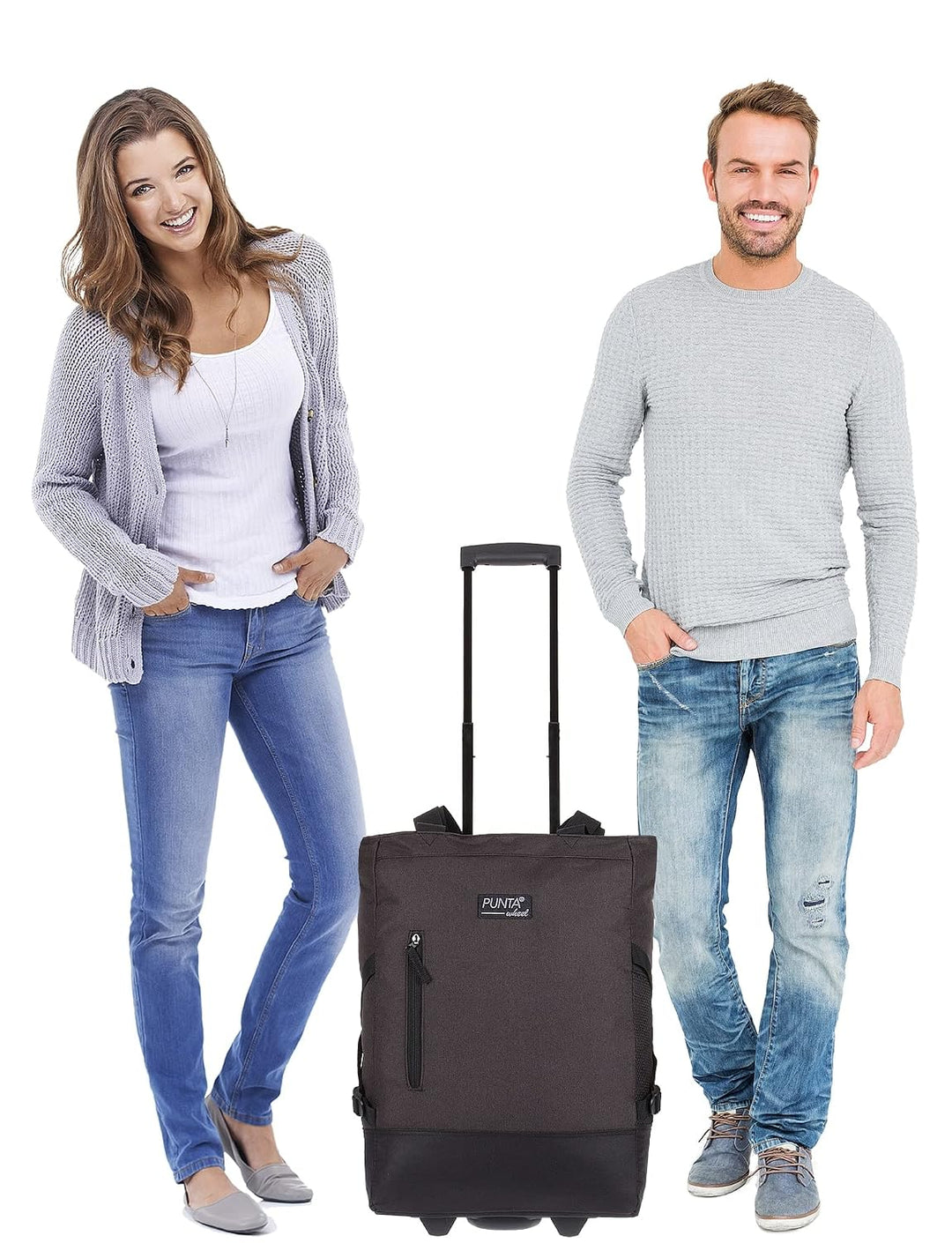 Punta Wheel Einkaufstrolley + Faltshopper 2er Set 10183-0100 Schwarz +s | Einkaufsroller Einkaufswag
