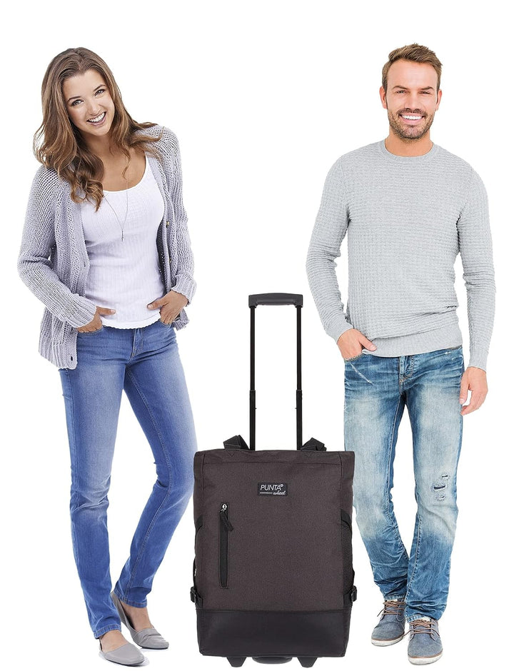 Punta Wheel Einkaufstrolley + Faltshopper 2er Set 10183-0100 Schwarz +s | Einkaufsroller Einkaufswag