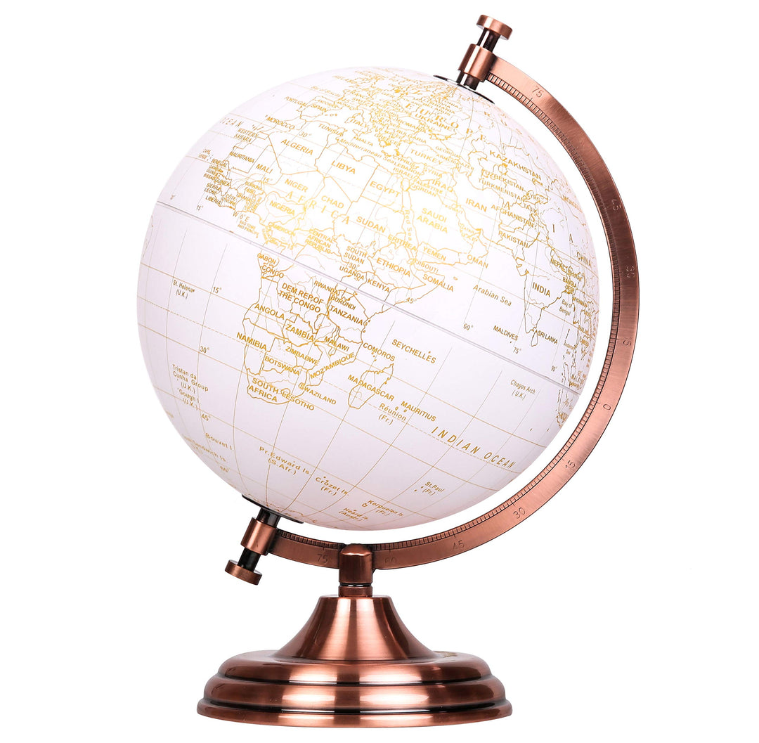 Exerz 20cm Globus Golden Farbe Metallisch - Pädagogische, Geografische, Moderne Desktop-Dekoration -