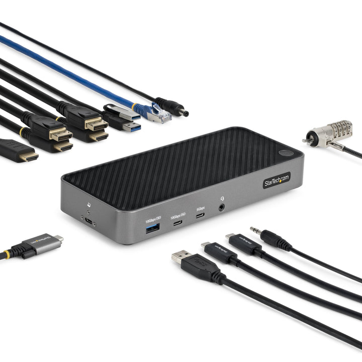 StarTech.com USB-C Dreifach Monitor Dockingstation - HDMI/DP Dreifach 4k USB C Dock - 5x USB Hub- Gb