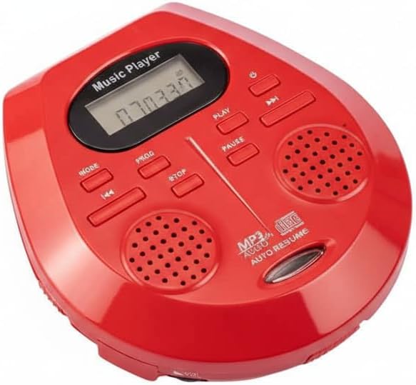 Tragbarer CD-Player mit Stereo-Lautsprechern, MP3-CD, Anti-Schock-System, Schwarz/Rot, für CD-R, CD-