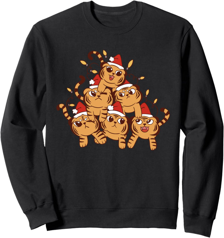Tiger Katze Weihnachtsbaum Weihnachten Sweatshirt
