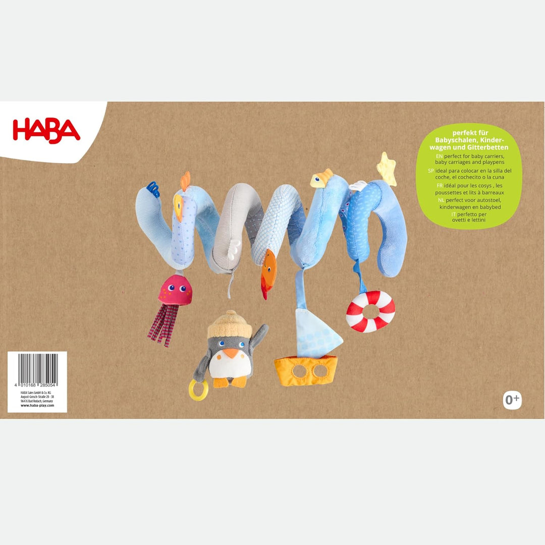 HABA Mobile-Spirale Pinguin – abnehmbare Tier-Figur, Glöckchen und Spiegelfolie, für Kinderwagen und