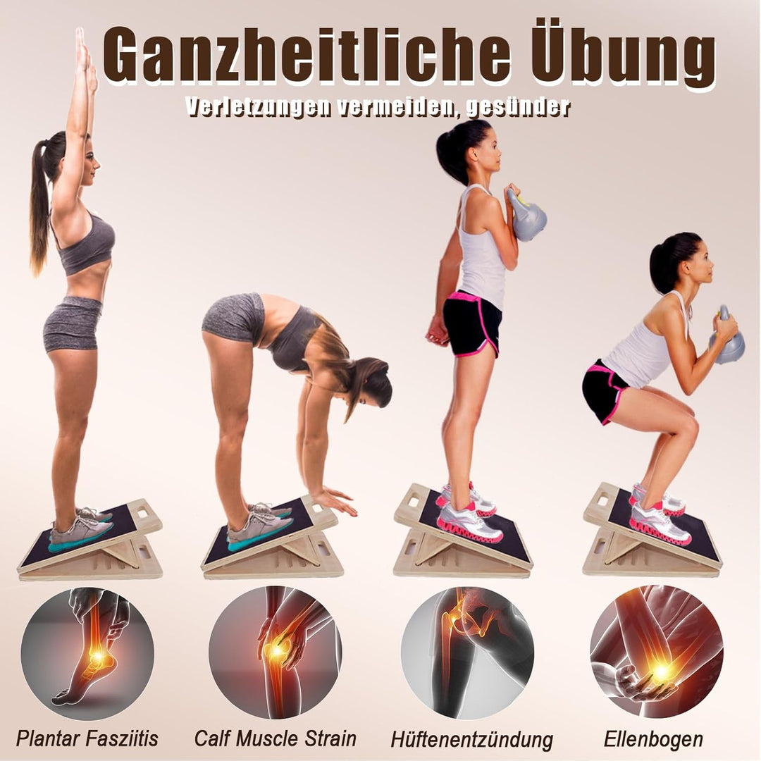 Schrägbrett und Slant Board Holz, Balance Board, Wadendehner für Physiotherapie, Verstellbares‌ Mobi