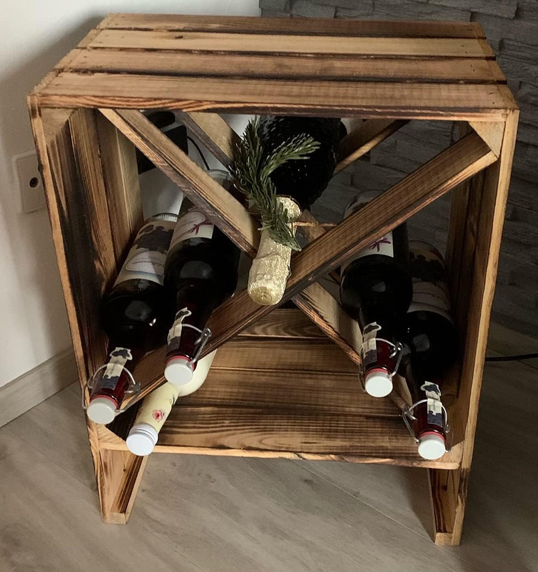Kistenkolli Altes Land geflammtes Weinregal X Masse 50x40x27cm Regalkiste Flaschenablage Weinregal A