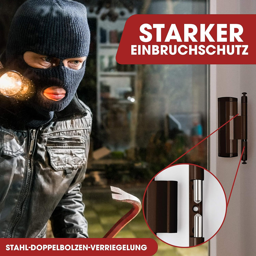 CAL Doublex H – Scharnierseitensicherung Fenstersicherung (braun) Bandsicherung Türsicherung Aushebe