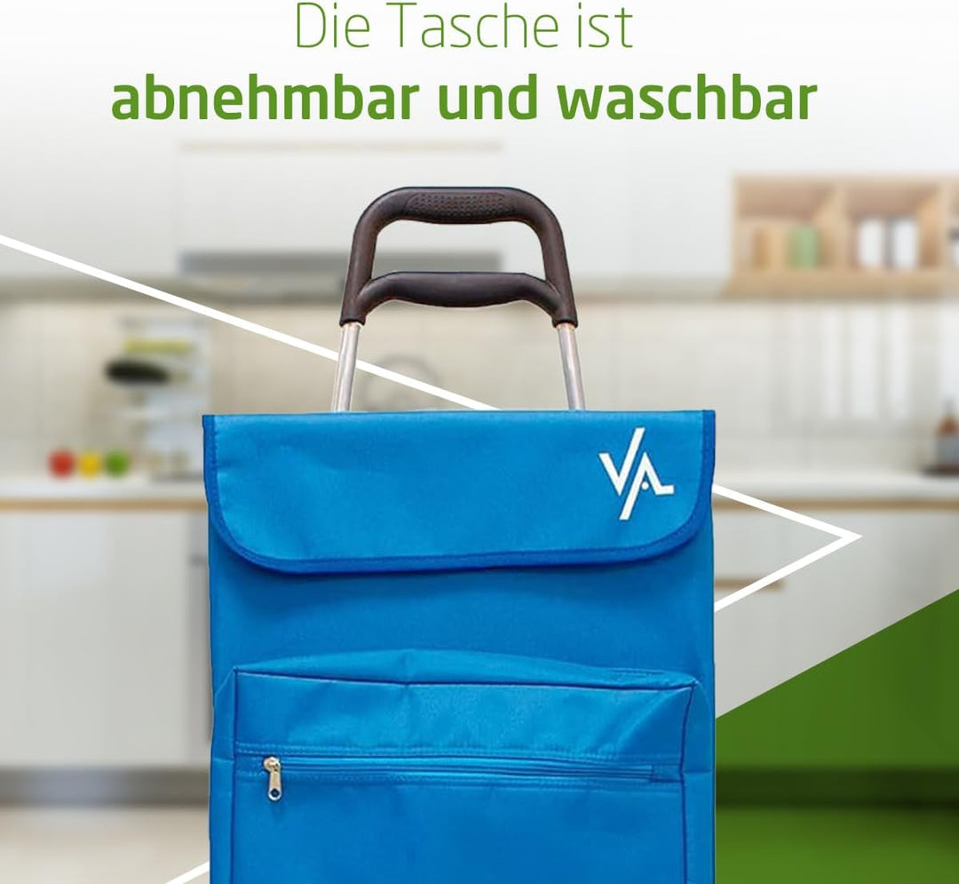 Amig - Einkaufstrolley mit 4 Rädern | Aussentasche für Tiefkühlkost | Maximale Belastung 15 kg |Kapa