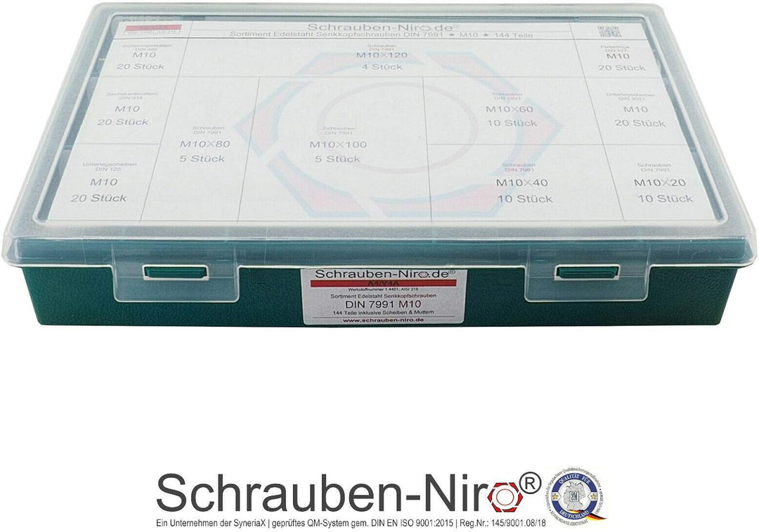 Sortiment/Set Edelstahl Senkkopfschrauben M10 DIN 7991 VA A4 V4A Innensechskant M10 | A4/V4A, M10 |