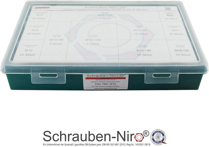 Sortiment/Set Edelstahl Senkkopfschrauben M10 DIN 7991 VA A4 V4A Innensechskant M10 | A4/V4A, M10 |