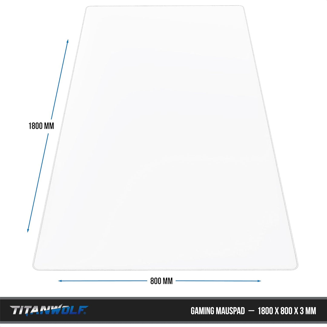 Titanwolf - XXXL Übergrösse Mauspad 1800x800mm - Gaming Mousepad Gross - 180x80 cm Tischunterlage La