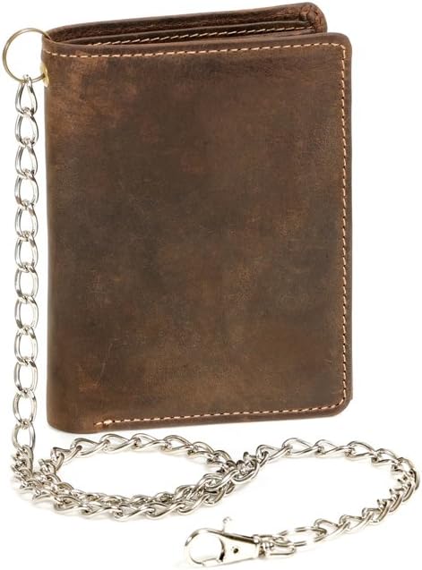 LEAS Biker-Kombibörse mit Riegel und Chrom-Kette Box Echt-Leder, braun Vintage-Collection''