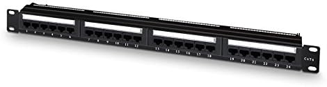 Nanocable 10.21.2124 - Patchpanel 24 Ports RJ45 Cat.6 UTP, für Rack 19 "1HE Dual IDC, schwarz
