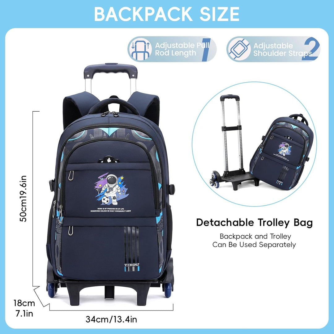 Amythe Schulrucksack mit Rollen für Jungen, 28L Rucksack Trolley für Kinder Teenager, 16 Zoll Lässig