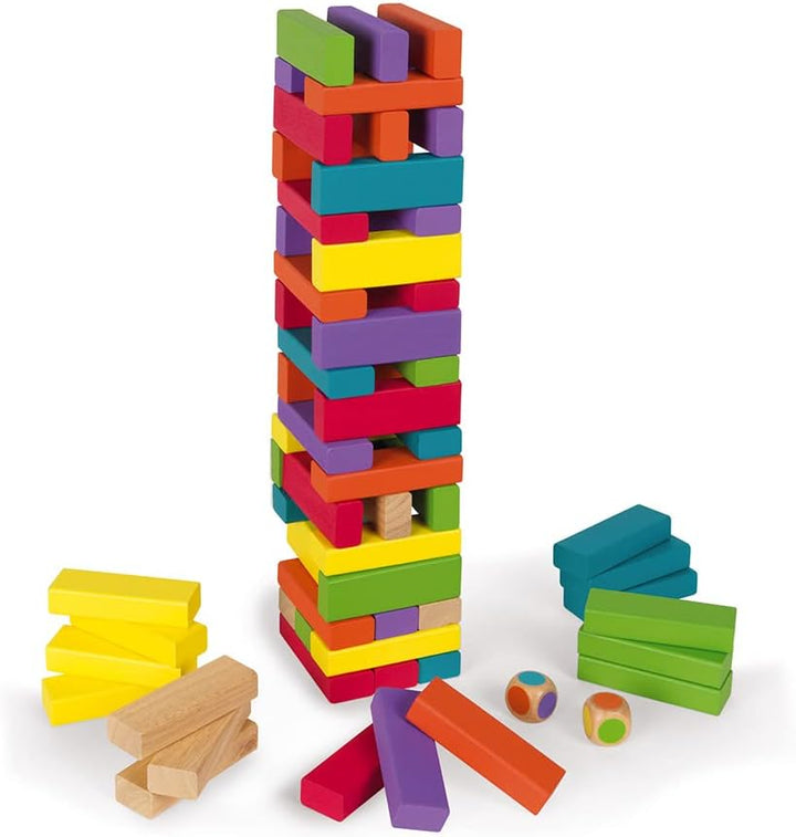 Janod J02012 Wooden Coloured Equilibloc, Light Grey 040, 7,5 x 7,5 x 33 cm