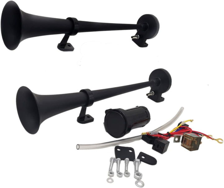 YIYIDA Autohupe Schiffshupe Air Horn 12V Hoher und niedriger Ton Doppelrohr Zink Chrom elektrische H