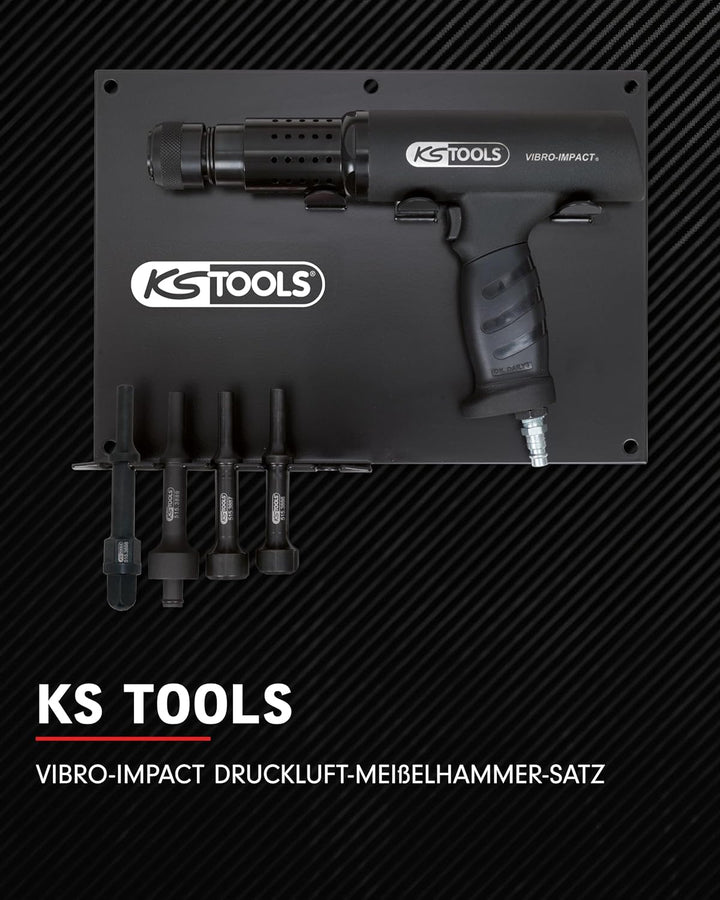 KS Tools Druckluft Meisselhammer Vibro-Impact 515.3880 I 6-teilig mit 4 Meisseln & Halter I Abbruchh