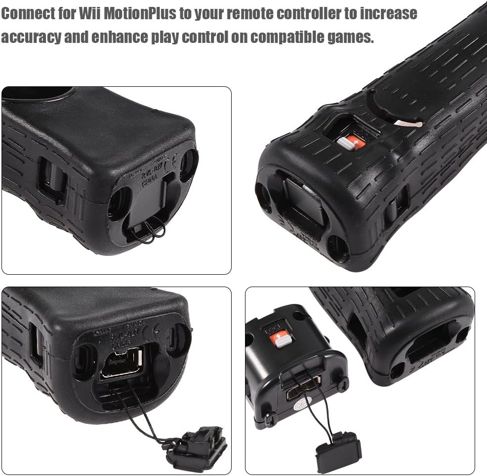 Zerone Sensoradapter Wii Motion Plus Schutzhülle aus Silikon Fernbedienung Wii (schwarz)
