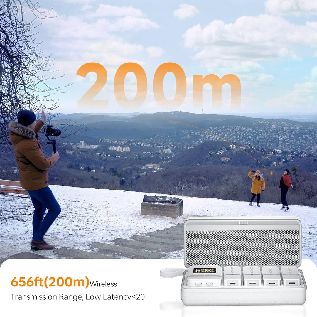 COMICA Vimo Q 4-Kanal-Lavalier-Mikrofonsystem mit Geräuschunterdrückung, 4 Audio-Tracks Ausgang, 200