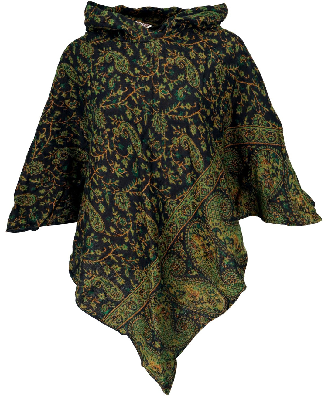 GURU SHOP Flauschiger Poncho mit Kapuze, Goa Hippie Poncho, Damen, Schwarz, Synthetisch, Size:40 40