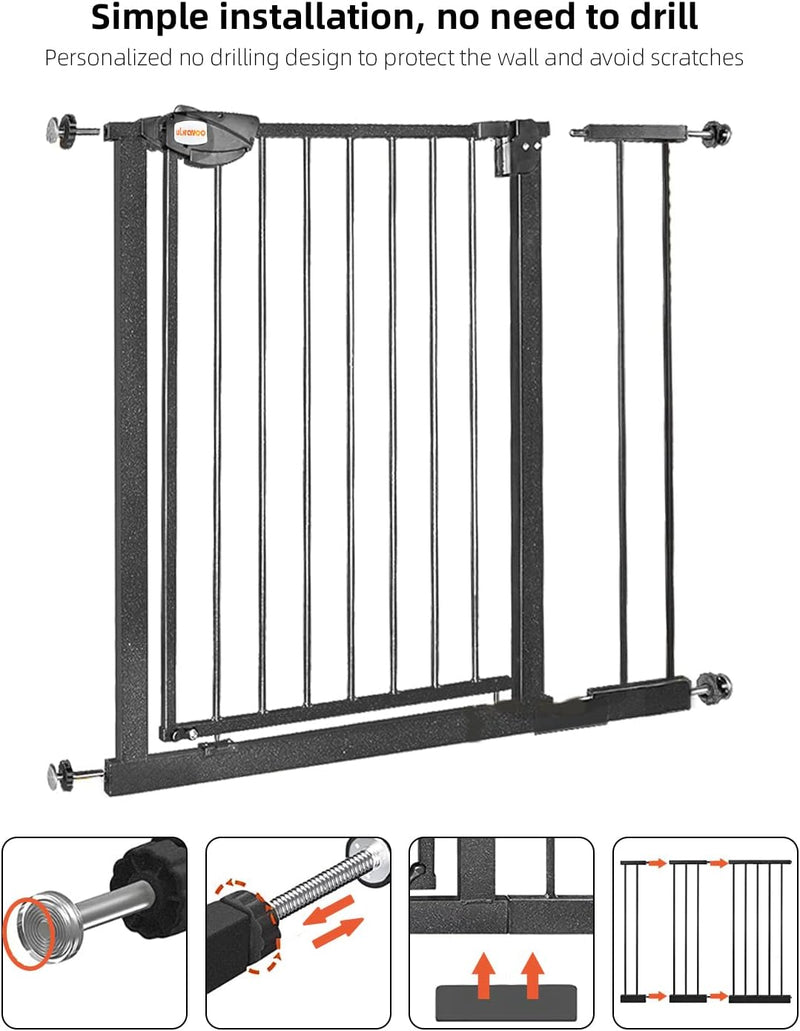 UBRAVOO Babygitter für Türen und Treppen, Höhe 100 cm, Sicherheits-Haustiergitter, Spannungstyp,auto