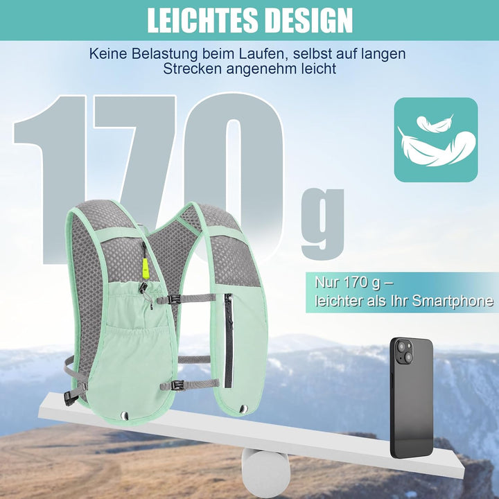 Laufweste Damen &amp; Herren mit 500ml Trinkflasche, Reflektierende Running Vest für Bessere Sichtbarkei